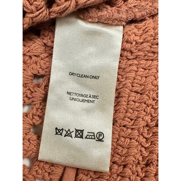 FREE PEOPLE Megan Crochet Romantic Puff Sleeve Cutouts Top in Coral Sand Sz M - Picture 15 of 16